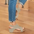thumbnail image 3 of Platform Dress Sandals for Women 2025 Summer Cork Footbed Chunky Wedge Heeled Slingback Sandals, 3 of 5