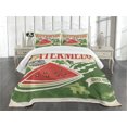 thumbnail image 3 of Ambesonne Vintage Quilted Bedspread Set 3 Pcs, Old Faded Funny Graphic, King Size, Green Red Ecru, 3 of 5