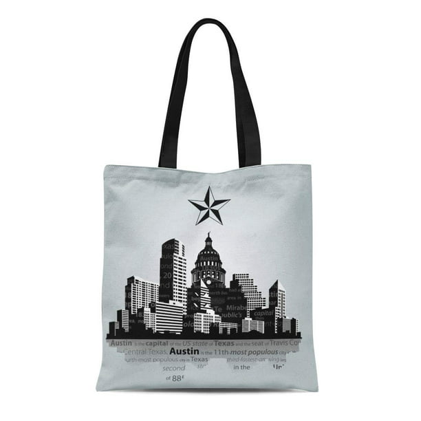 ASHLEIGH Canvas Tote Bag Skyline Austin City Capital of Texas Silhouette Capitol Building ...
