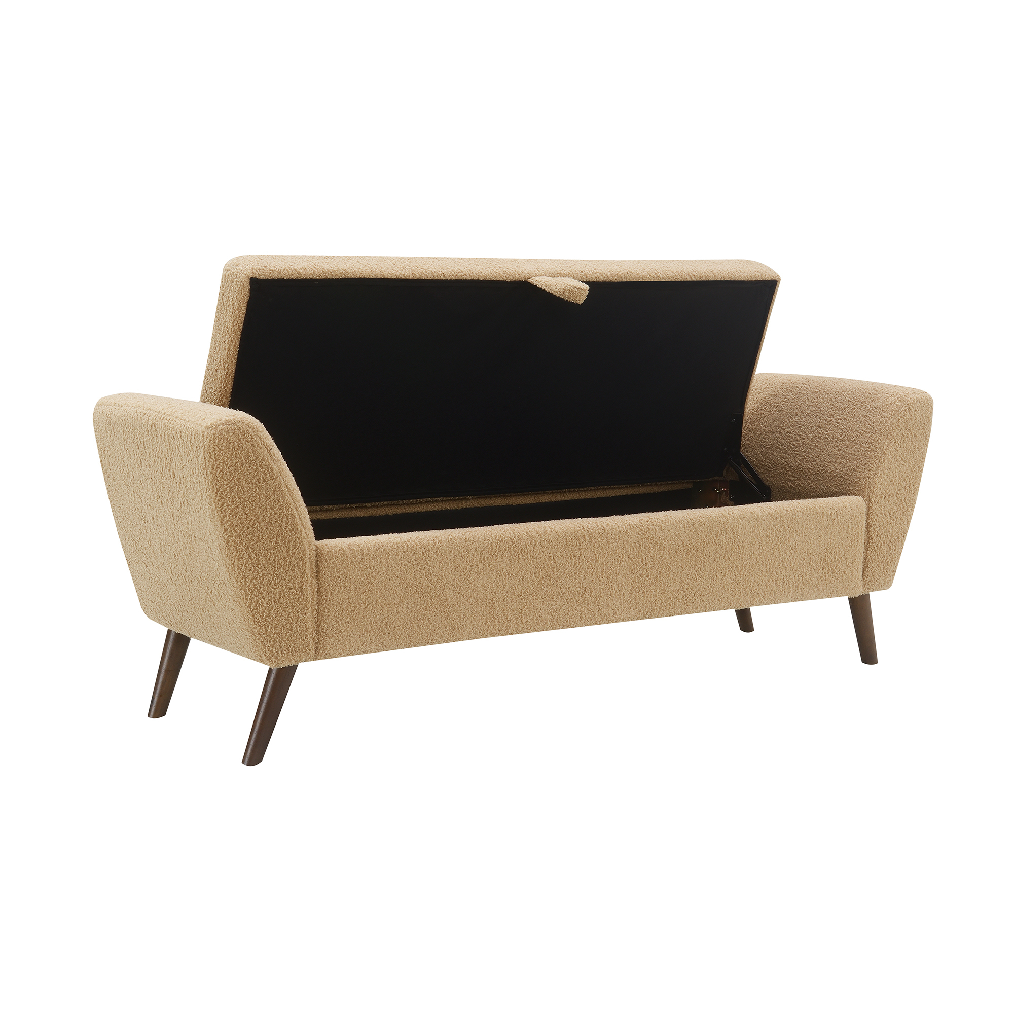 HOQBN 60" Modern Storage Bench with Mid-Centruy Wood Legs,Bench with Storage for Living Room, Bedroom Coffee