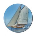 thumbnail image 1 of Nautical Mouse Pad for Computers, Sailboat on the Sea Regatta Race Yacht and Windy Weather Competition Theme, Round Non-Slip Thick Rubber Modern Mousepad, 8" Round, Blue White Brown, by Ambesonne, 1 of 2