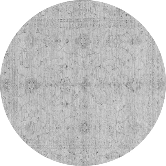 Ahgly Company Indoor Round Abstract Gray Modern Area Rugs, 8' Round