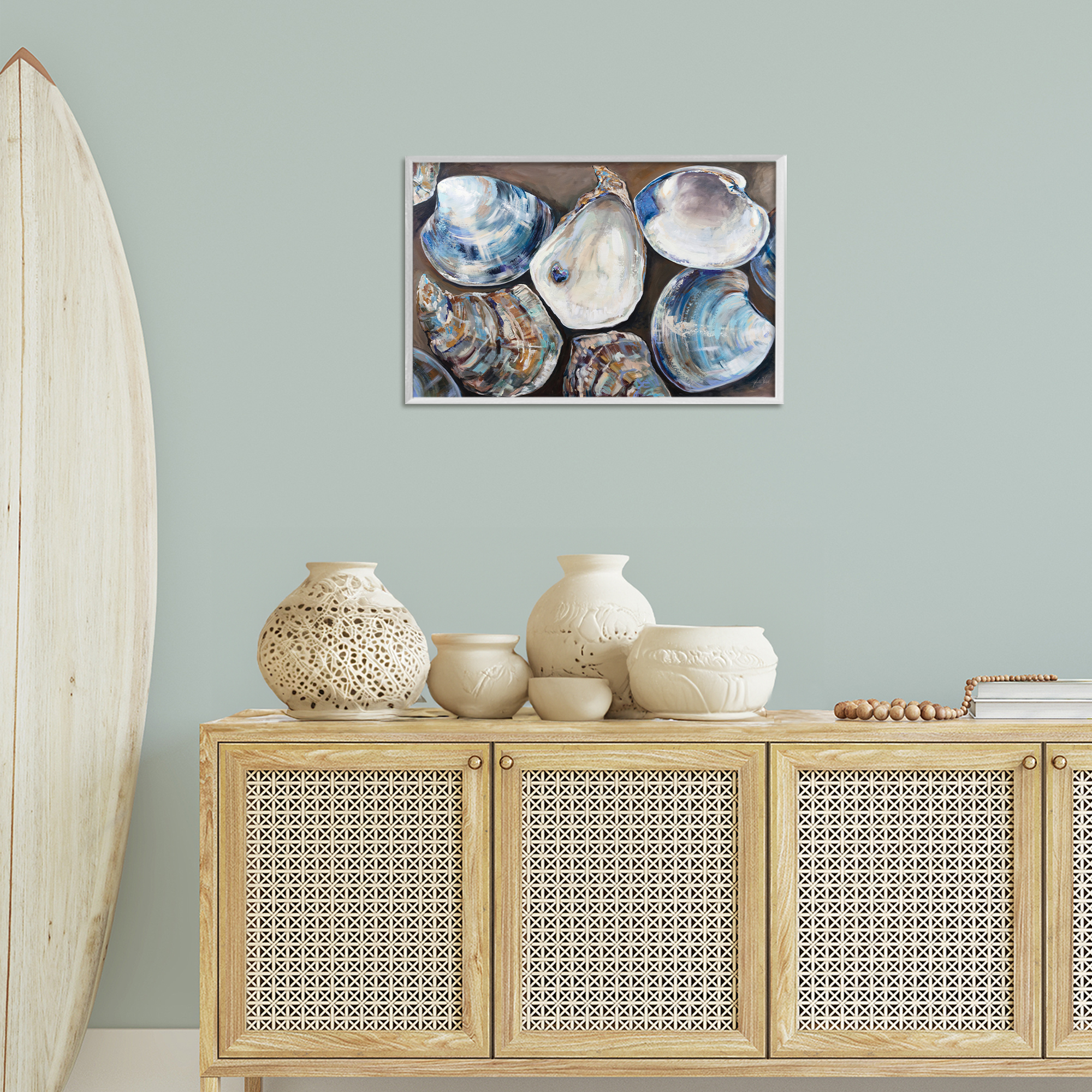 Stupell Industries Varied Seashell Shucks Animals & Insects Painting White Framed Art Print Wall Art, 24 x 16
