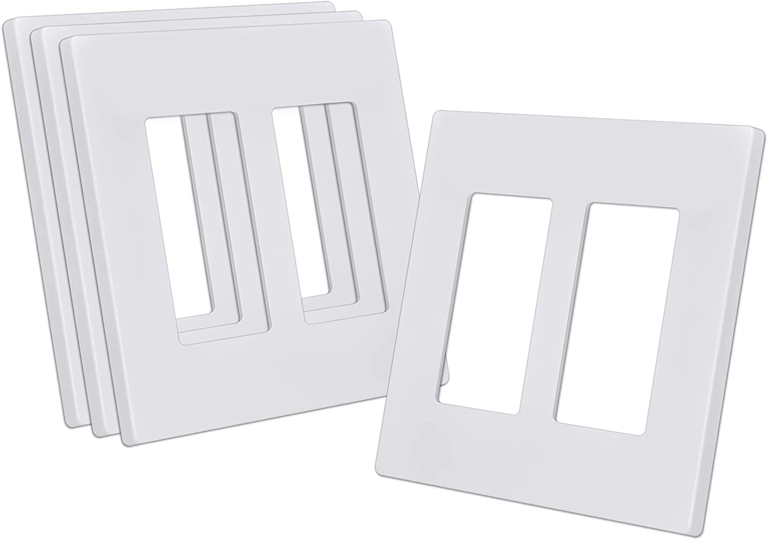 Screwless Decorator Wall Plate, 2 Gang Outlet Covers, 4 Pack Decorative