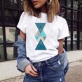 thumbnail image 2 of Fesfesfes White Shirts for Women's Fashion Geometric Graphic Print T-Shirts Female Round Neck Loose T-shirt 4(S), 2 of 9