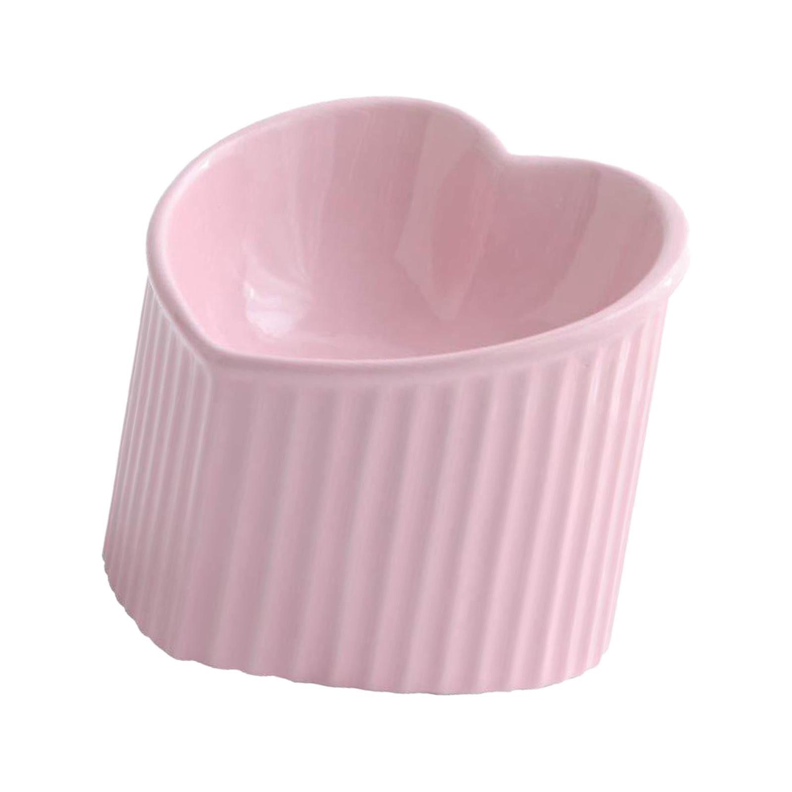 Ceramic Tilted Elevated Cat Bowl Heart Shape Porcelain Easily Wash Food
