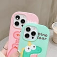 thumbnail image 3 of Cartoon Funny Couple Dinosaur Rounded Edge Soft  for iPhone Case (Green,iPhone 15 Pro), 3 of 6
