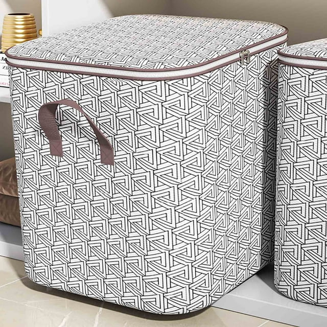 Bolsa de Almacenamiento para Colchas, Gran Capacidad, 80-180 L, Tela No Tejida Gruesa, con Cremallera, Organizador de Ropa y Mantas con Asas Reforzadas, Funda Plegable y Duradera para El Hogar, El Do