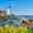 Idyllic Portland Head Lighthouse, variant on Elephant Stock Ludington Light Wall Art - Horizontal Multi Panel Canvas - Living Room Wall Decor - Nautical Multi Panel - Blue And Gray Decor - 36" x 22"