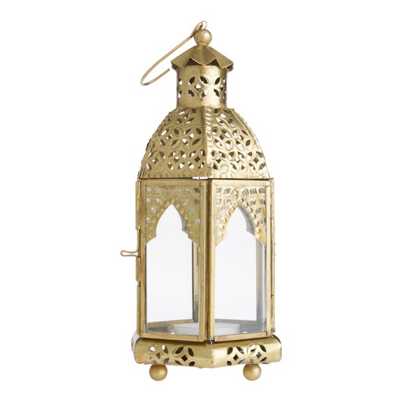 Latika Small Antique Gold Tabletop Candle Lantern Pack of 2