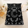thumbnail image 5 of jejeloiu Modern Paisley King Sheets For Men Women,Personalized Initial C Bedding,Black Gray,4-Piece,1 Flat Sheet, 1 Fitted Sheet and 2 Pillowcases, 5 of 6