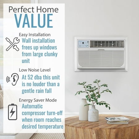 Keystone - 8,000 BTU 115V Through-the-Wall Air Conditioner with Follow Me LCD Remote Control - White