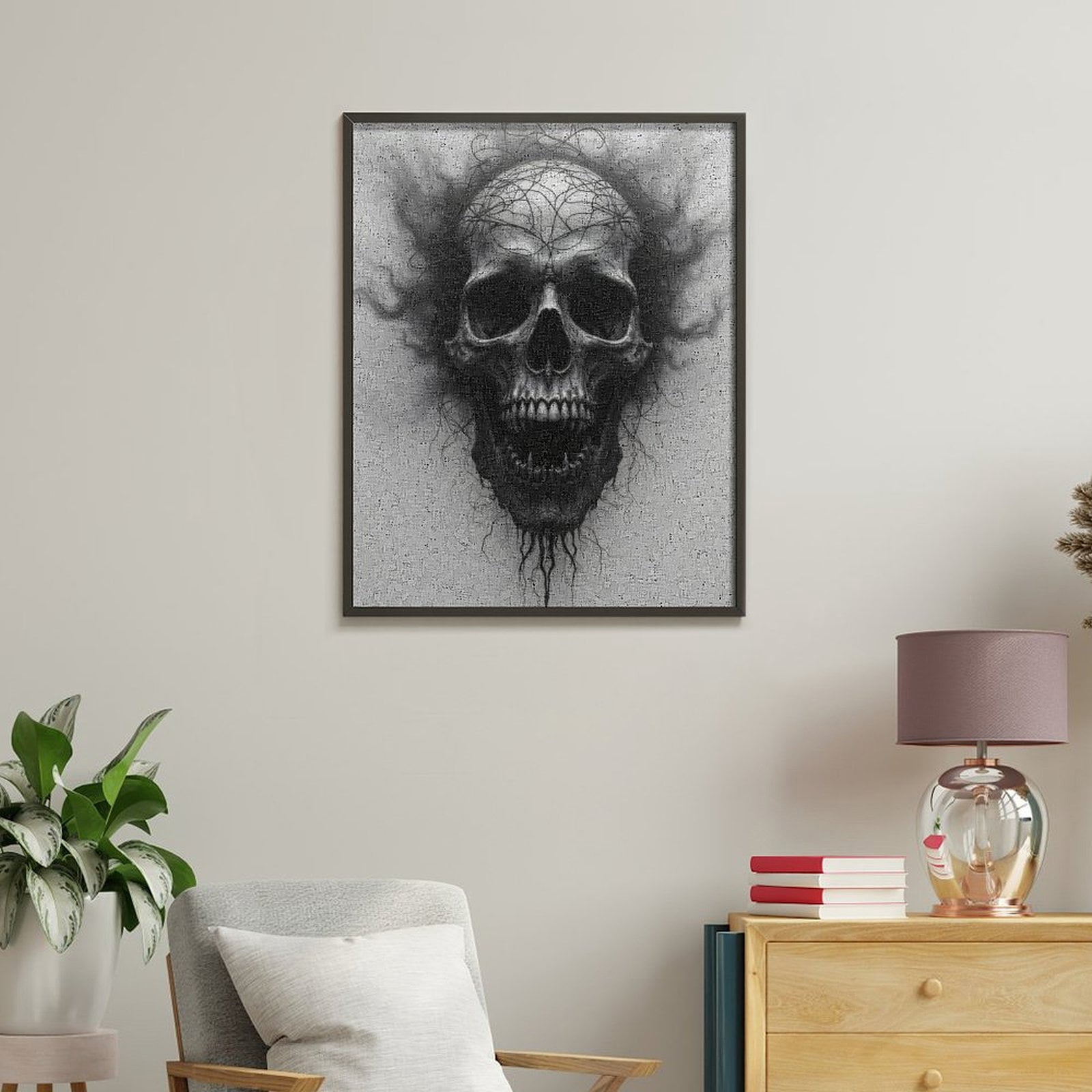 Paint By Numbers Kit for Adults Beginner - Skull Art Intricate Dark Lines DIY Canvas Painting Kits for Adults, Frameless Paint By Number for Adults for Home Wall Decor 16x20 Inch