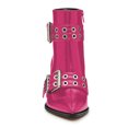 thumbnail image 3 of FSJ Women Stylish Pointed Toe Side Zipper Ankle Boots Chunky Mid Heel Double Metal Buckle Strap Studded Short Booties Date Shoes Size 7 Pink, 3 of 5