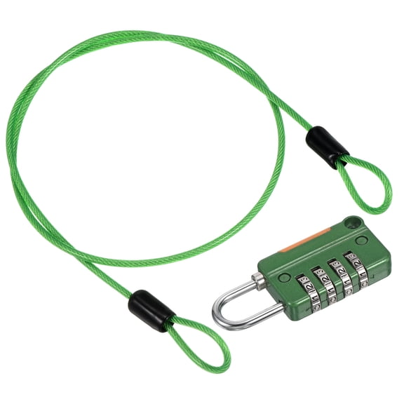 Unique Bargains Digit Combination Lock with Security Cable Green 0.5m