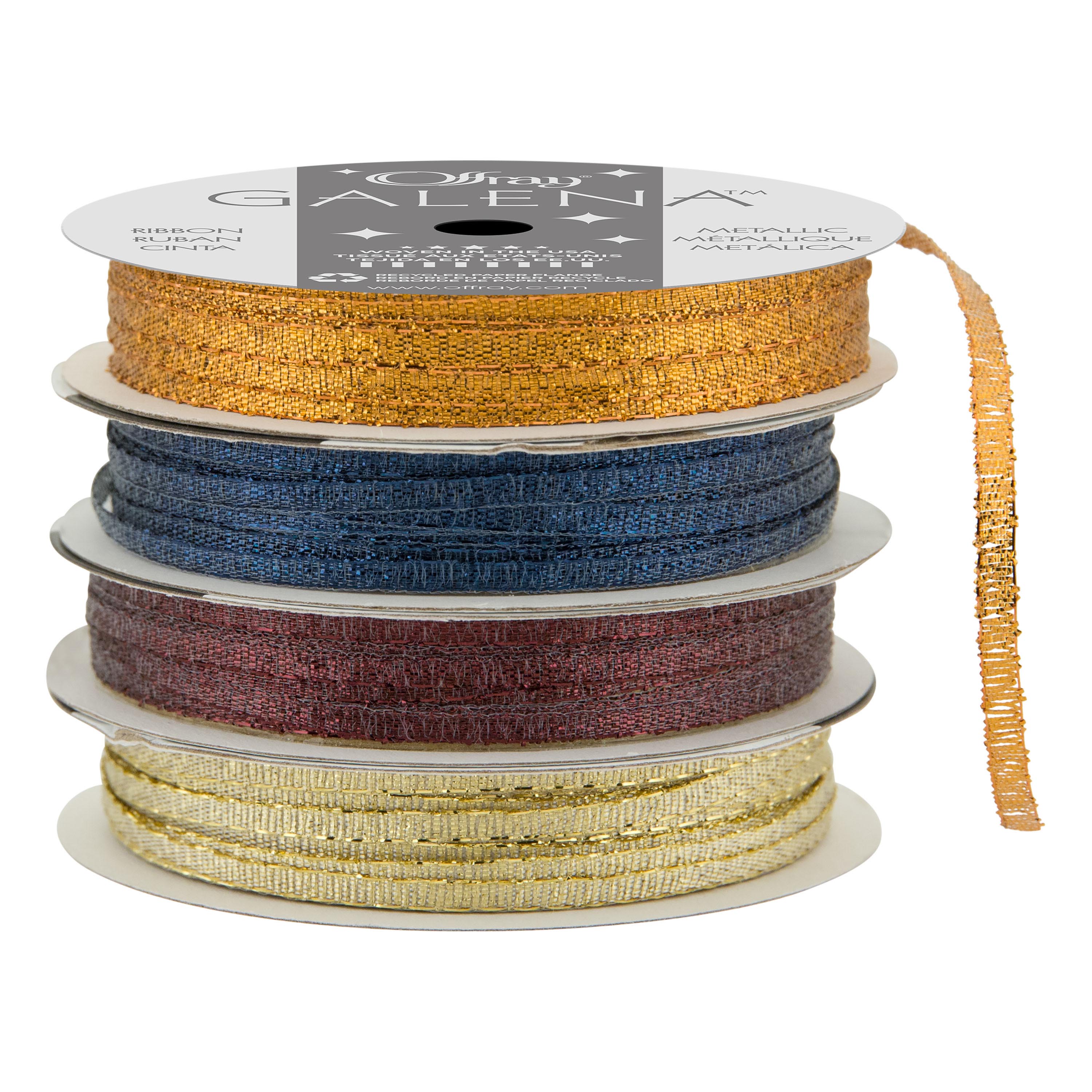 (8 pack) Offray Ribbon, Copper 1/8 inch Galena Metallic Ribbon, 9 feet