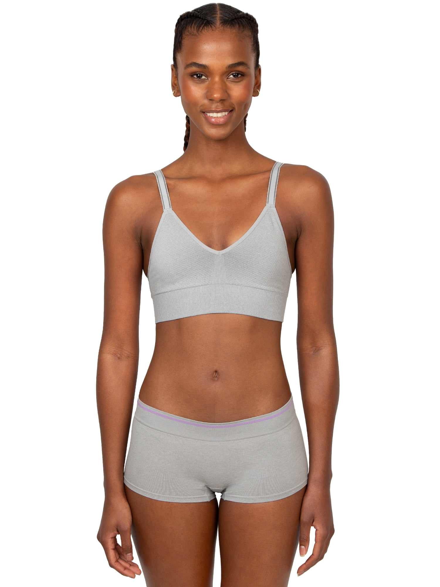 Fruit of the Loom Juniors Hey Shorty Seamless Boyshort, Black Hue/Grey Heather, 2-Pack