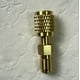 thumbnail image 1 of Adaptador de latón para HVAC | Rosca inversa de 1/4" SAE hembra a 1/4" SAE macho | Conector de gas a prueba de fugas para tanques de refrigerante R32 y R454B | Accesorio de alta resistencia, 1 of 5