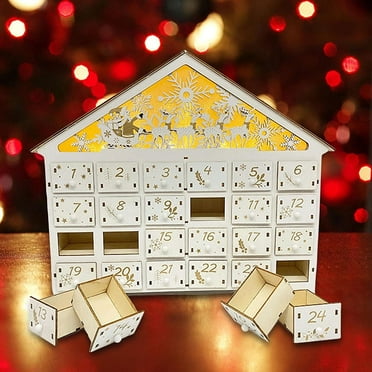 Gcvizuso Christmas Calendar, Advent Calendars, Wooden Christmas Decoration Arrival Day 24 Day Countdown Calendar Ornament