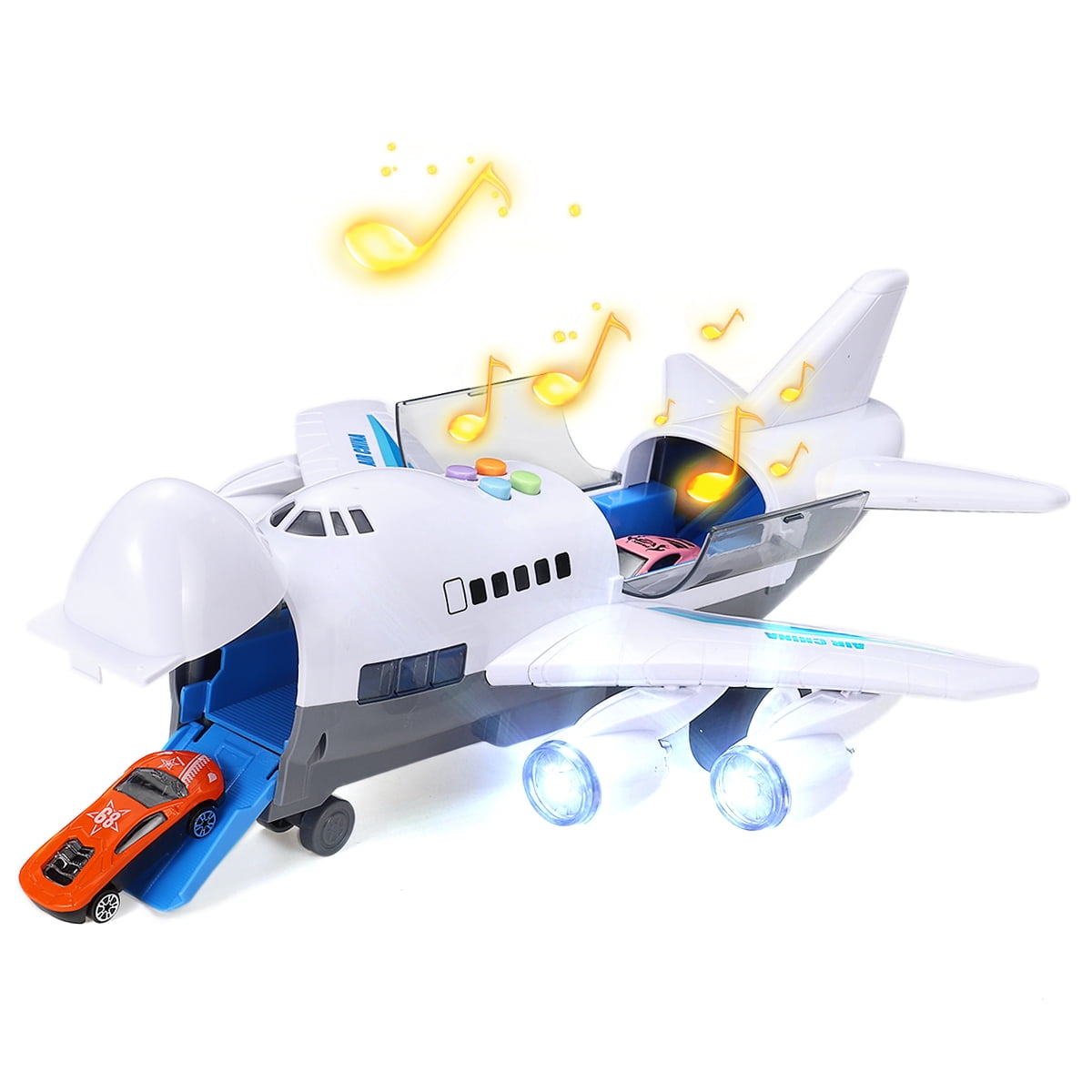 Music Story Airplane Simulation Track Inertia Children's Toy Aircraft Large  Size Plane Kids Airliner w/ Toy Car Roadblock Chinese Learning Toy Set 