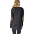 thumbnail image 2 of Women Long Sleeve Tunic Tops With Faux Suede Elbow Patches And Button, 2 of 3