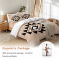 thumbnail image 7 of Triangle Combination Pattern Bedding Duvet Cover Set Queen Size 4 Pieces Black White Brown Retro Decor Bedding Set with Zipper Closure, 1 Comforter Cover 90x92 Inches 1 Flat Sheet & 2 Pillow Cases, 7 of 7