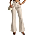 thumbnail image 2 of Cmfcve Flare Dress Pants for Women Stretchy High Waisted Business Work Trousers Button Fly Casual Trousers with Pockets, 2 of 7