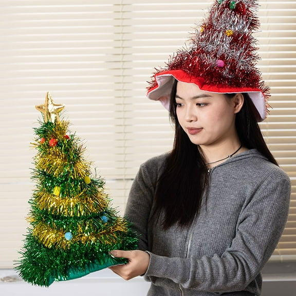Star Topper Christmas Tree Hats Christmas Hats - Santa Hats - Reusable New Year Party Prop Unisex Holiday Hat