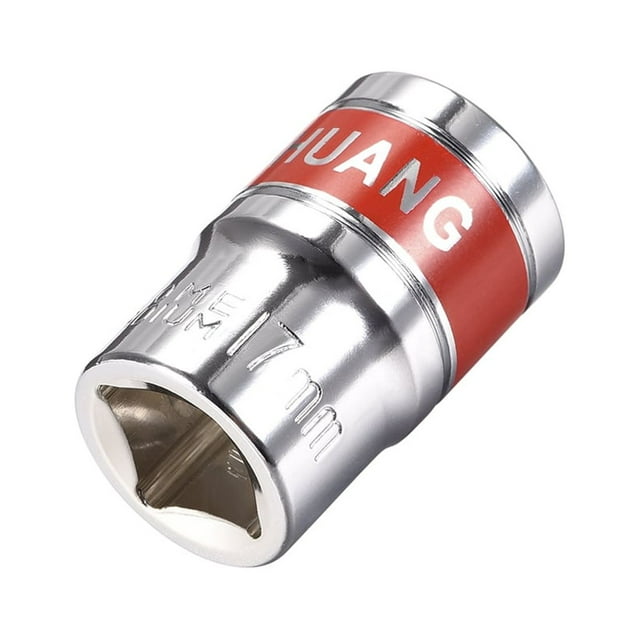 Unique Bargains 1/2-Inch Drive by 17mm Shallow Socket w Red Band, Cr-V, 6-Point, Metric