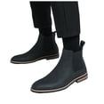 thumbnail image 1 of Men's Chelsea Boots Fashion Leather Pointed Toe Winter Fall Elastic Slip on Mid Calf Short Ankle Booties, 1 of 6
