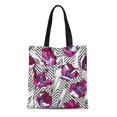 thumbnail image 1 of JSDART Sac Fourre-Tout en Toile Motif Tulipe Noire Floral sur Géométrique Belle Beauté Durable Réutilisable Épaule Courses, 1 of 1