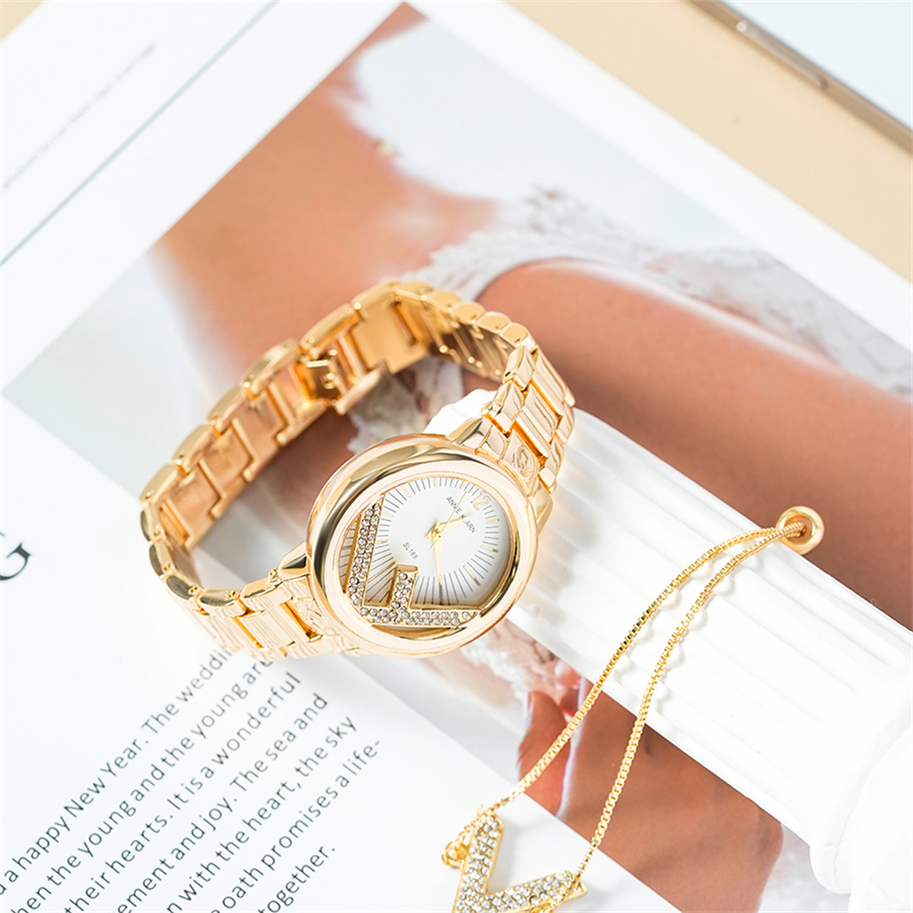 Gold Watches for Women Fashion Ladies Watch with Bracelet Luxury Diamond Quartz Female Wristwatch