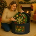 thumbnail image 2 of Storage Bag,Collapsible Felt Holiday Container with Zipper & Handle, Durable Wreath Organizer Bin for Seasonal Storage 20 x 12 (Black, 12 x 20), 2 of 8