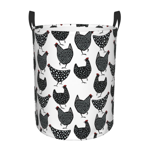 Fotbe Retro Rooster Cesto de Ropa con Asas, Cesto Impermeable de Gran Capacidad, Bolsa de Lavado para Dormitorio, Cesto de Ropa con Ruedas y Asas-Medium