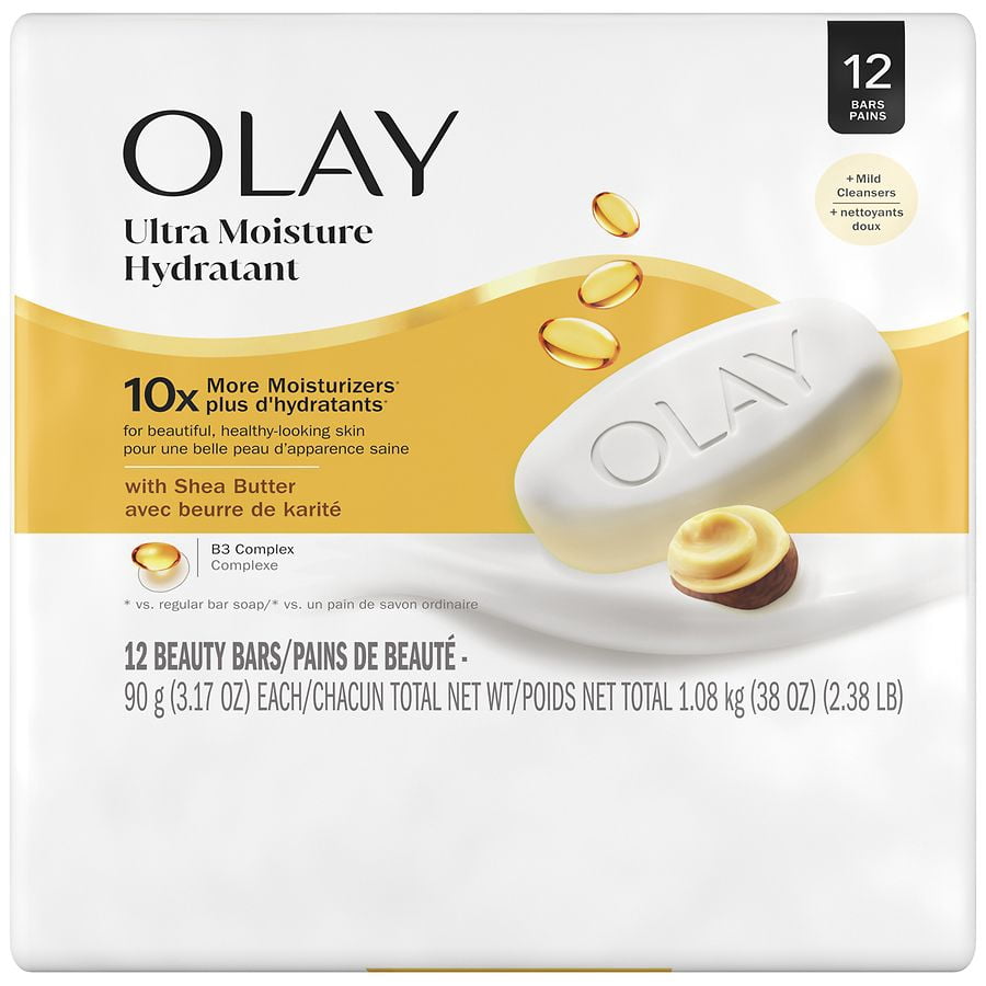 Olay Ultra Moisture Bar Soap, Shea Butter & Niacinamide 3.17 oz x 12 pack Pack of 2