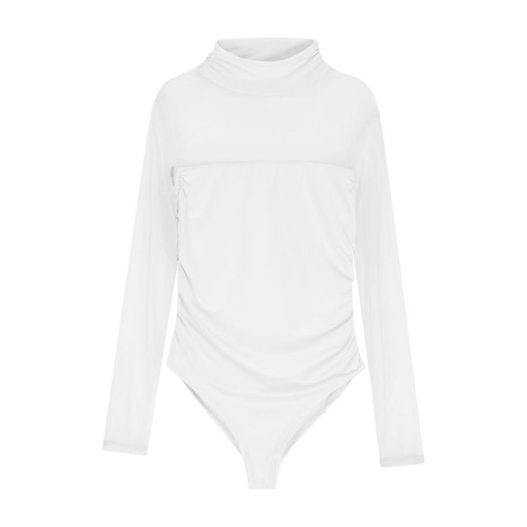 Turtleneck Mesh Bodysuit White Dyfzdhu Mesh Bodysuit For Women