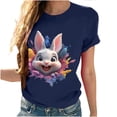 thumbnail image 4 of Tops de Cuello Alto para las Mujeres Amante Impreso Camiseta Cuello Redondo Manga Corta, Poliéster Spandex, 4 of 7