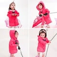 thumbnail image 4 of yinguo kids hooded button down long jacket bow rainwear lightweight raincoat red m, 4 of 5