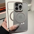 thumbnail image 2 of Matte Natural Titanium magnetic charging phone case for iPhone 16 15 14 13 12 11 Pro Max Plus Mini magsafe shockproof hard cover Titanium Gray For iPhone 16 Plus, 2 of 5