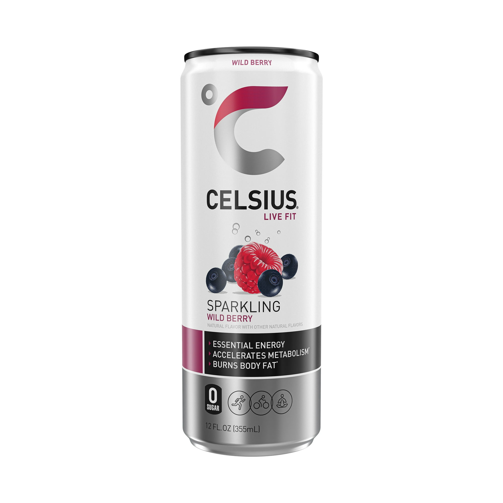 CELSIUS Sparkling Wild Berry, Functional Energy Drink 12 fl oz Single Can