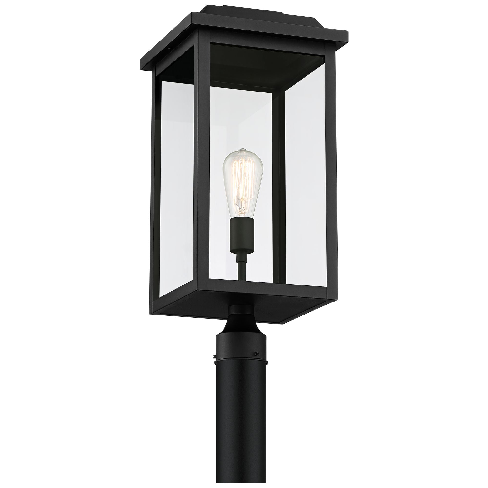 John Timberland Eastcrest Modern Outdoor Post Light Textured Black 22 1/2" Clear Glass Panels for Exterior Barn Deck House Porch Yard Patio Outside