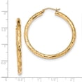 thumbnail image 2 of 14k Polished, Satin & D/C Hoop Earrings in 14k Yellow Gold, 2 of 2