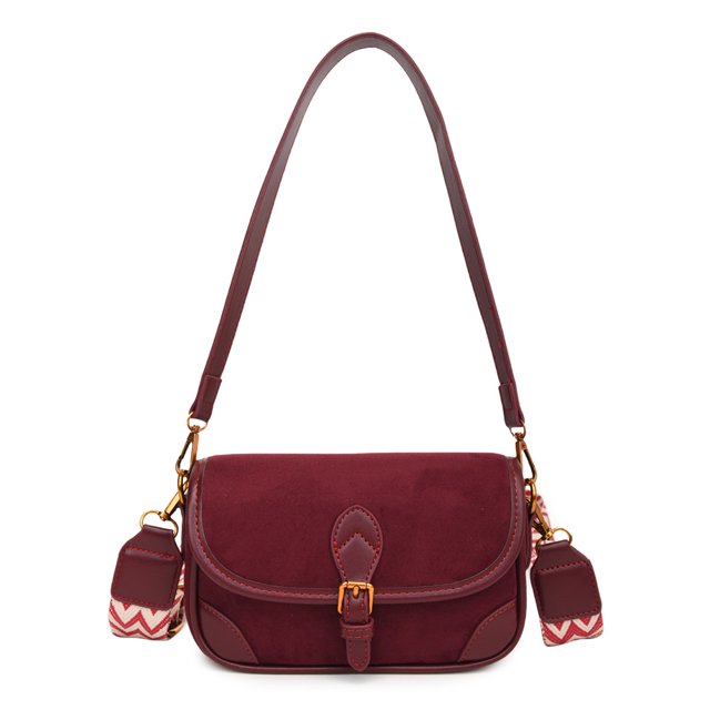Bolso El Brazo Piel Abrasiva Vintage Con Bandolera Estampada S () Rojo