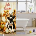 thumbnail image 3 of Manfei Cute Farm Cow Shower Curtain 72Wx72L,Autumn Pumpkin Sunflowers Bathroom Curtain,Cream Orange, 3 of 6