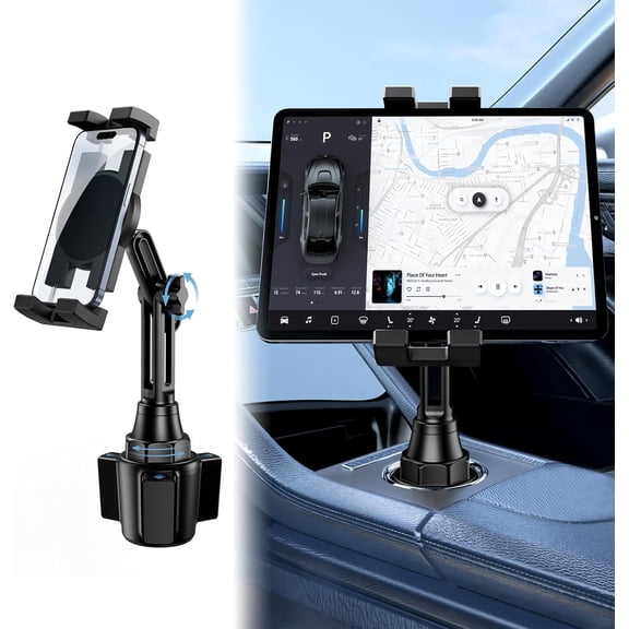 Tablet Holder for Car, Car Cup iPad Holder Mount, [Upgraded Version] Universal Cup Cradle, Long Adjustable Neck, for 4.7-13 Cell Tablet/Phone Stand for iPad, iPhone, Galaxy, Google, Switch and more