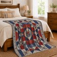 thumbnail image 6 of Vintage Patchwork Floral Medallion Plaid Comfort, Festive autumn celebration Scene, Warm Flannel Blanket for Ranch House and Living Room, Art Lovers autumn celebration Gift, Festive Home Decor, 6 of 7