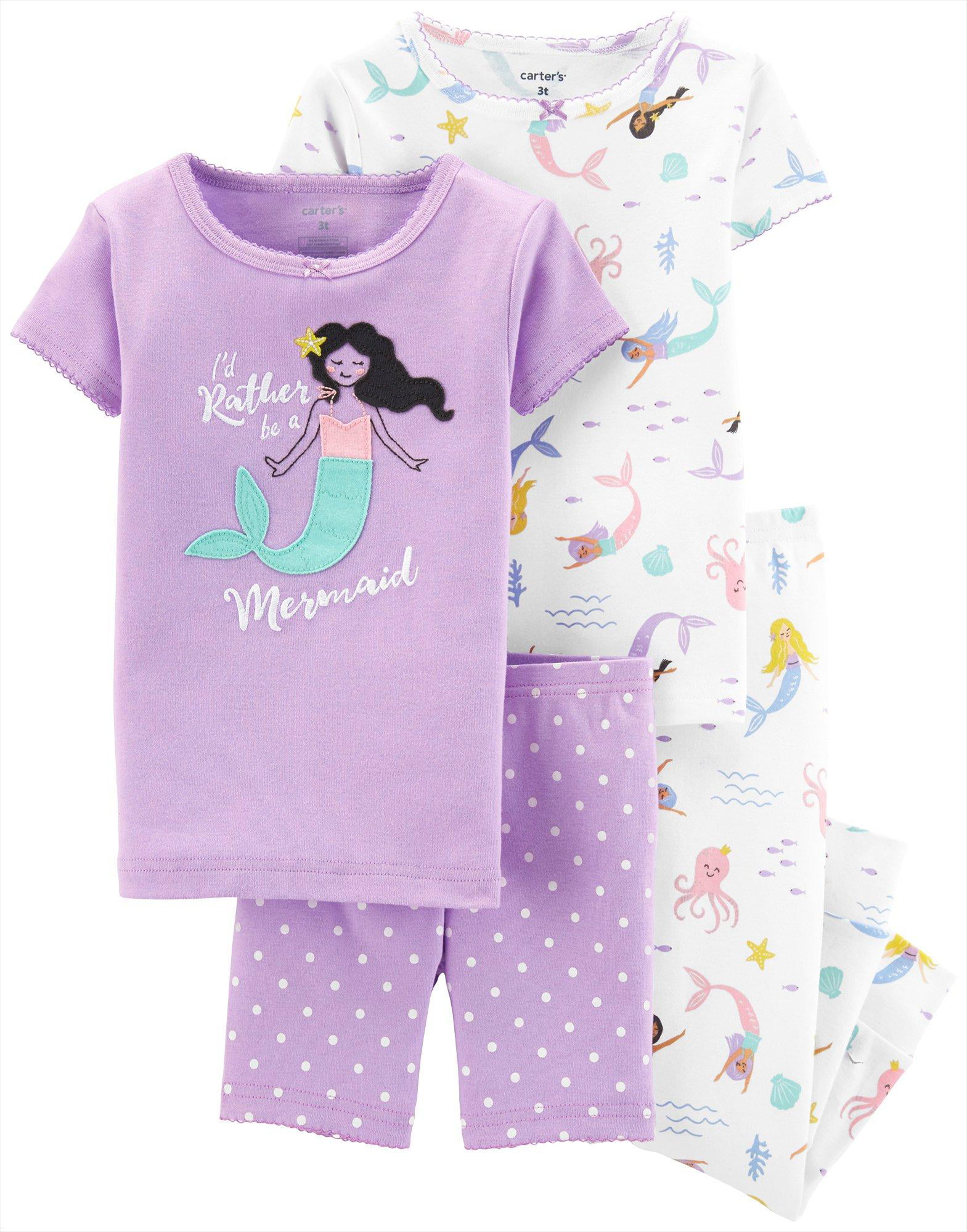 New Carter's Girls Mermaid Pajama Set Blue Toddler