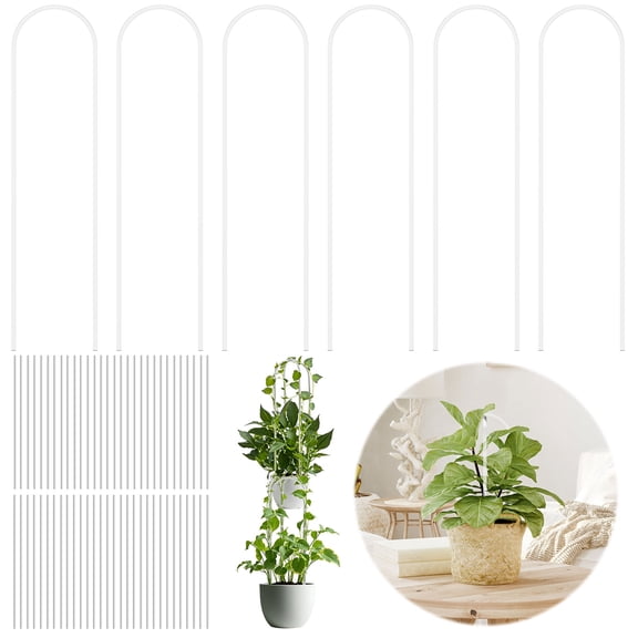 6 Pack U-Shaped Plant Trellis Clear Acrylic Garden Trellis Support Indoor Plant Support for Climbing Planting Potted Plant Climbing Frame for Hoya Pothos Monstera