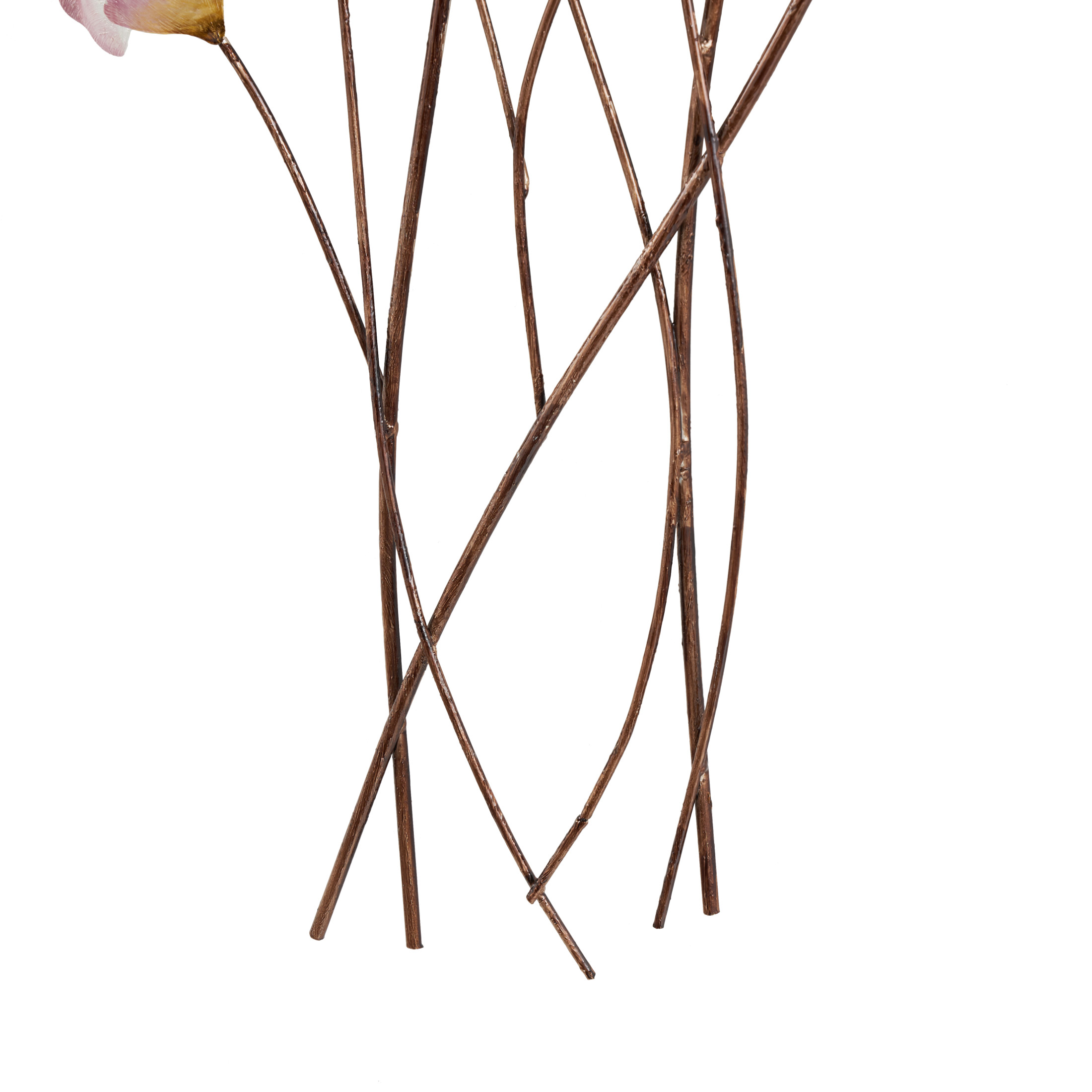 DecMode Pink Metal Floral Wall Decor with Copper Stems