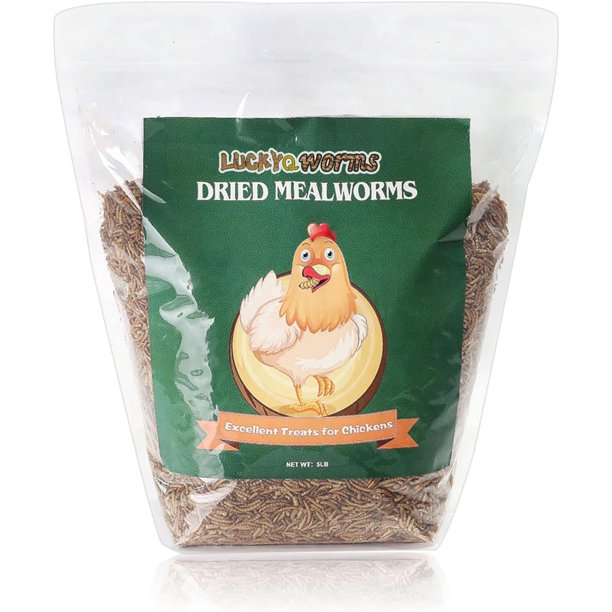 Luckyqworms Dried Mealworms 5Lbs, HighProtein Bulk Mealworms, 100 Non